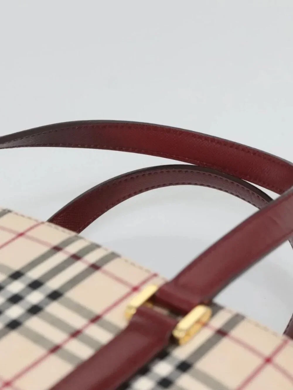 BURBERRY Nova Check Tote Bag Canvas Beige Gold Auth 118162 - Picture 8 of 14